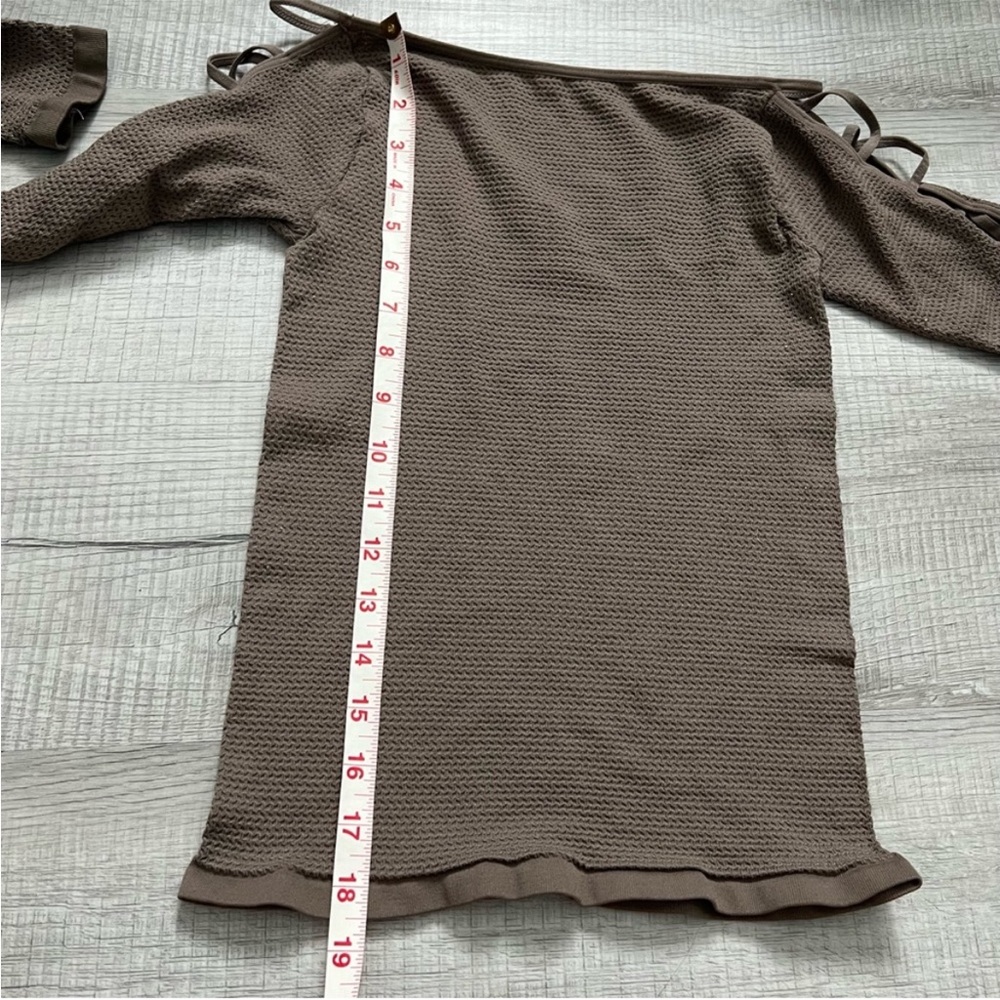 FREE PEOPLE Intimately Cold Shoulder Long Sleeve Top Stretch Nutmeg Tan - Picture 14 of 15